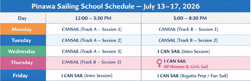 schedule for sailing school